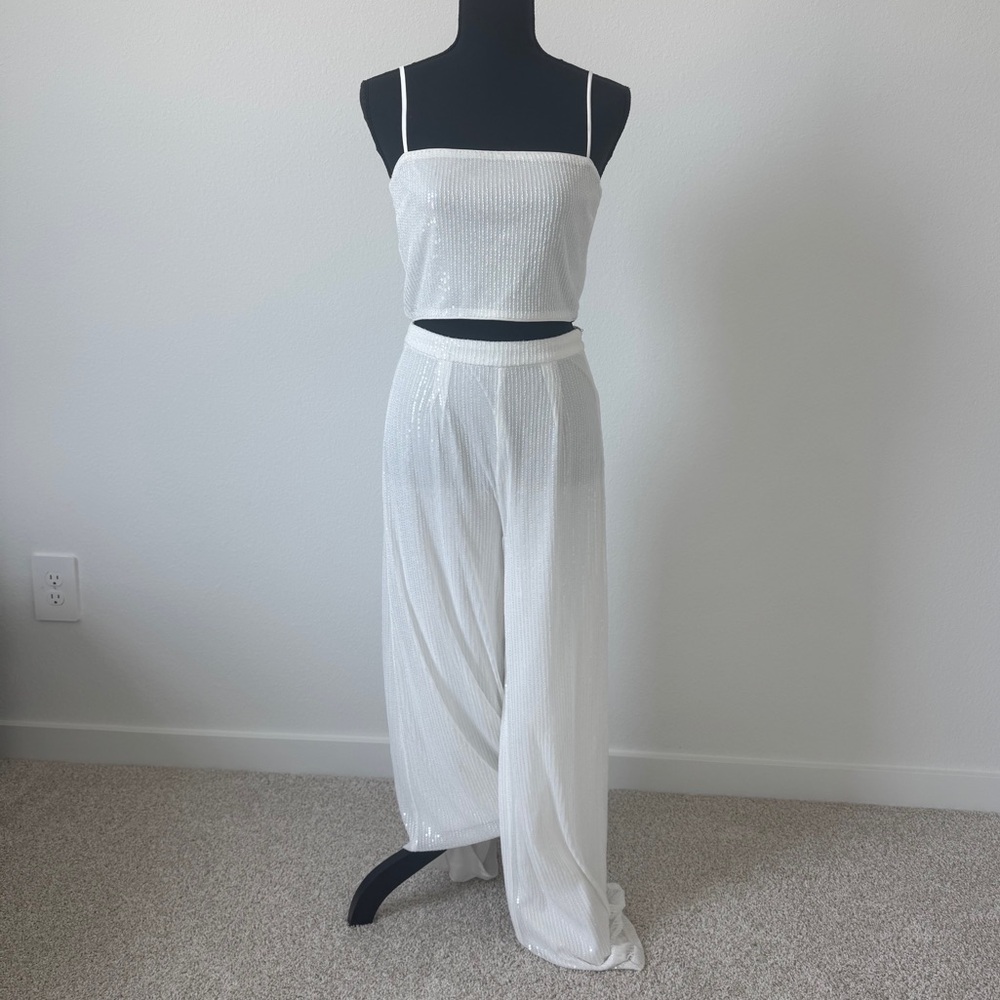 12th Tribe White Jumpsuit Elegant Flowy Design
